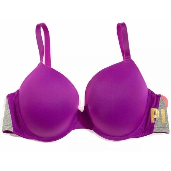 Victoria’s Secret wear everywhere Push Up Padded Pink Logo Purple Bra - Picture 1 of 4
